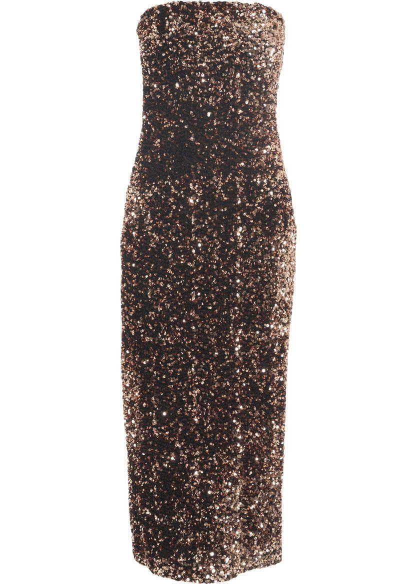Rochii lungi Gender Midi dress with sequin application Bronze Femei (BM 19031611) 7