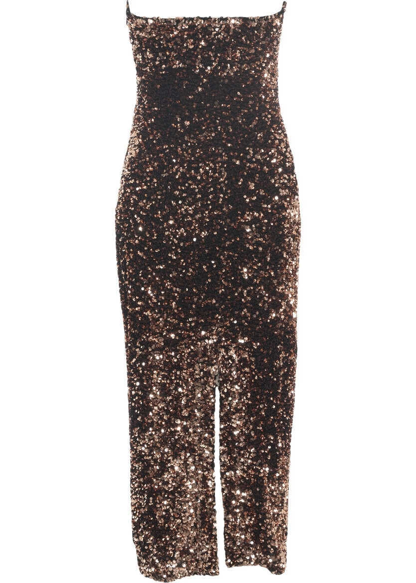 Rochii lungi Gender Midi dress with sequin application Bronze Femei (BM 19031611) 8