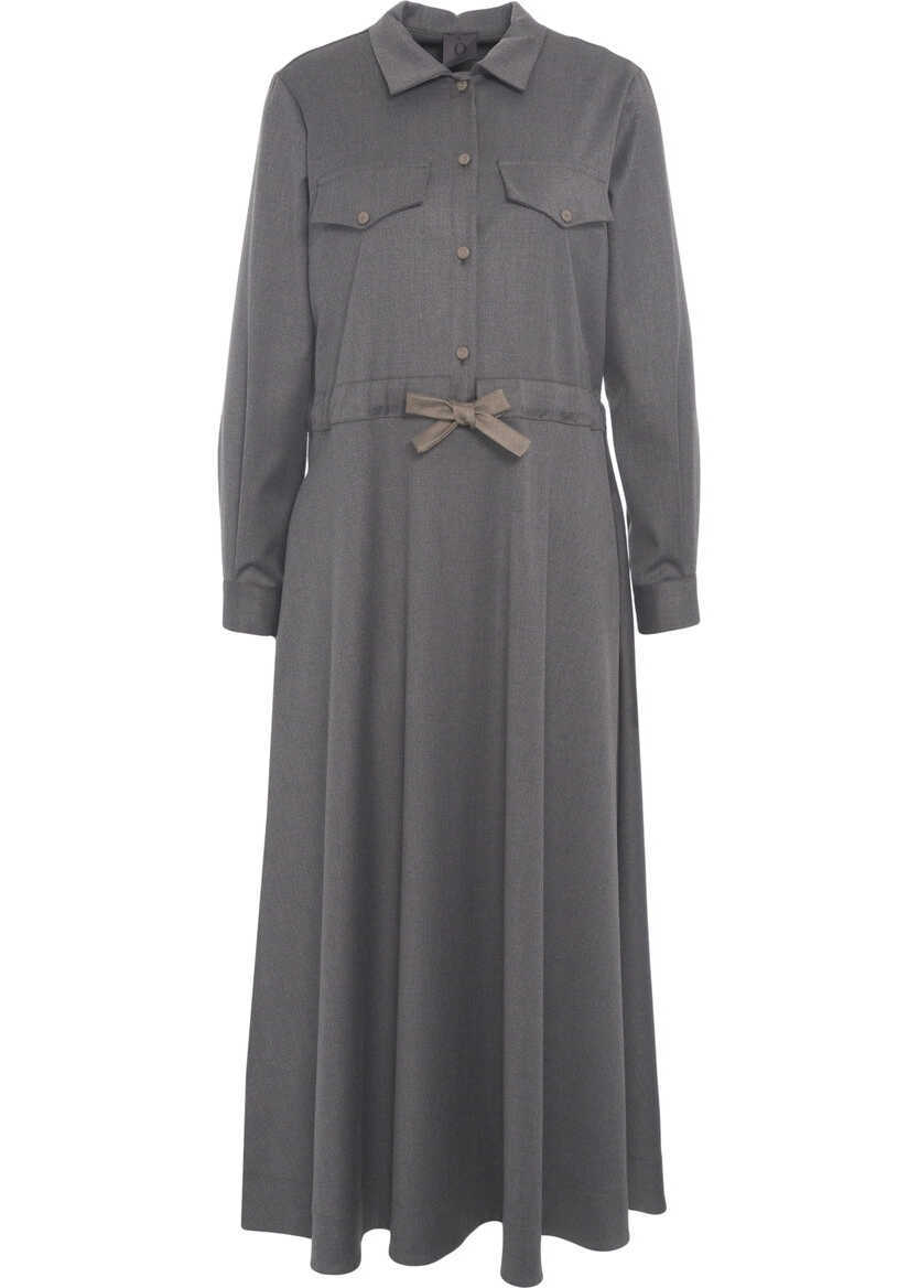 Rochii lungi OBLO UNIQUE Midi dress with bow details Grey Femei (BM 19031614) 2