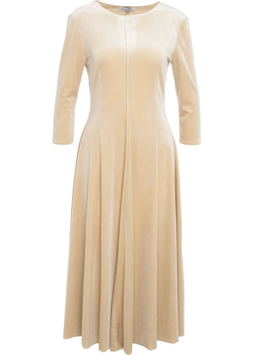 Rochii lungi Gender Velvet maxi dress Beige Femei (BM 19031638) 2