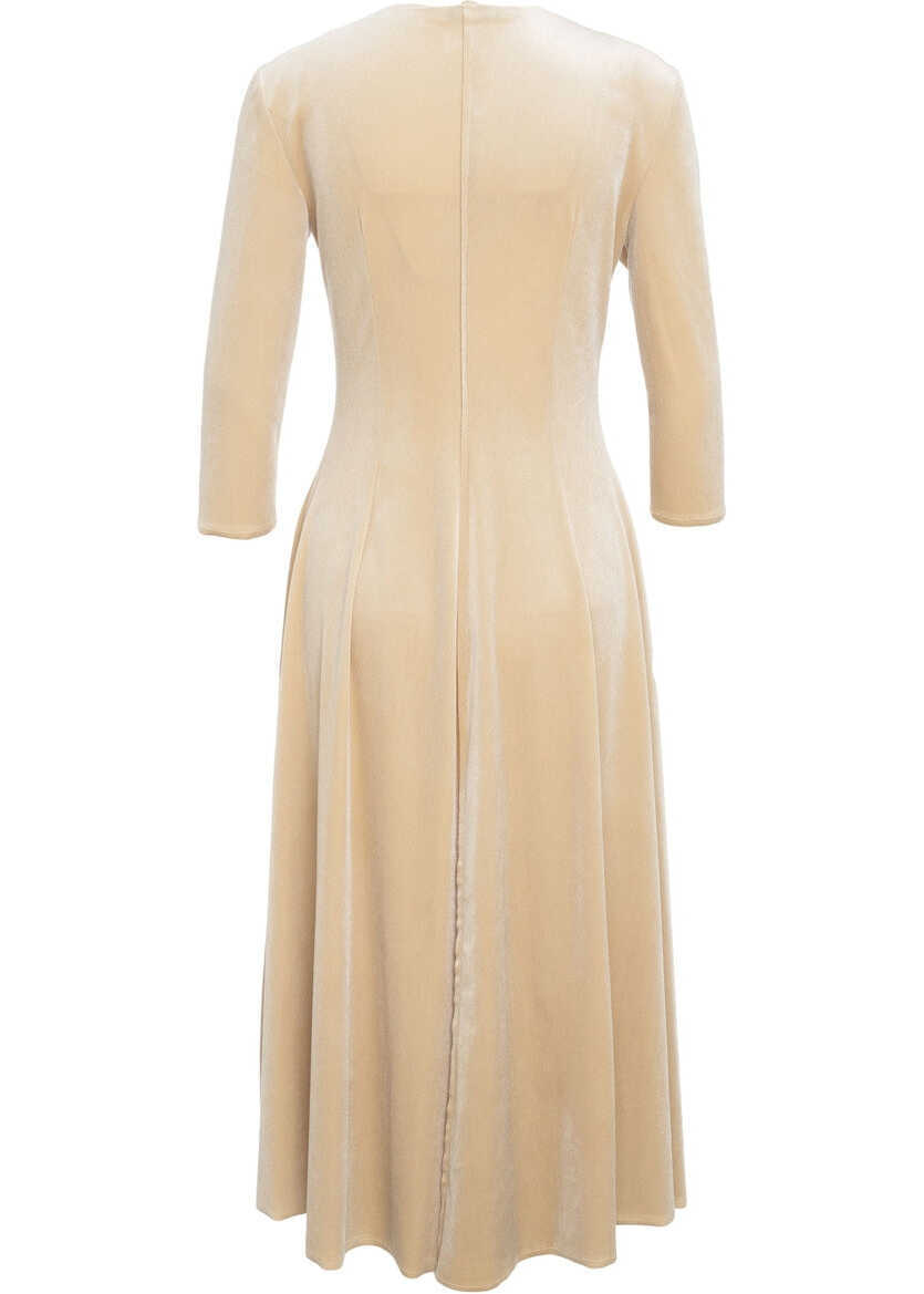 Rochii lungi Gender Velvet maxi dress Beige Femei (BM 19031638) 3