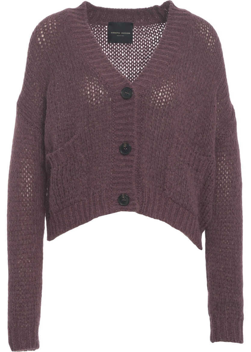 Cardigane Roberto Collina Knit cardigan with V-neck Red Femei (BM 19031764) 2