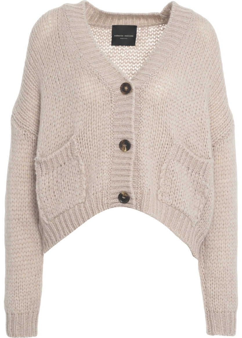 Cardigane Roberto Collina Knit cardigan with V-neck Grey Femei (BM 19031764) 2