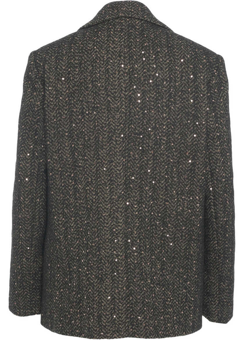 Sacouri Kaos Blazer with sequins and brooch Brown Femei (BM 19031794) 4