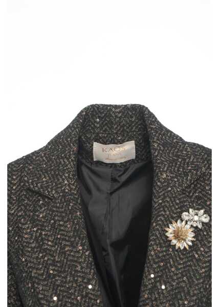 Sacouri Kaos Blazer with sequins and brooch Brown Femei (BM 19031794) 6