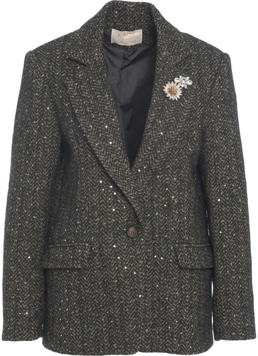 Sacouri Kaos Blazer with sequins and brooch Brown Femei (BM 19031794) 1