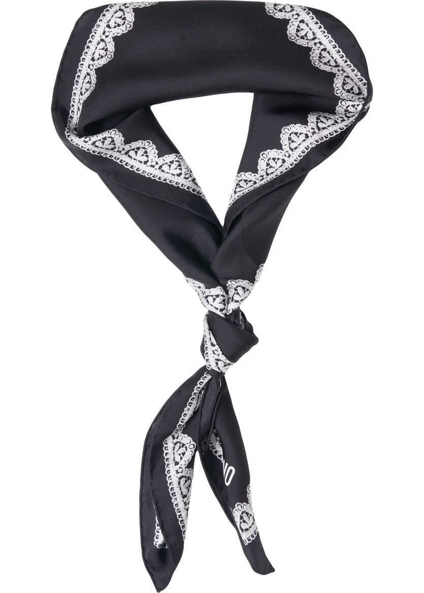 Esarfe Moschino Silk scarf with lace pattern Black Femei (BM 19031800) 2