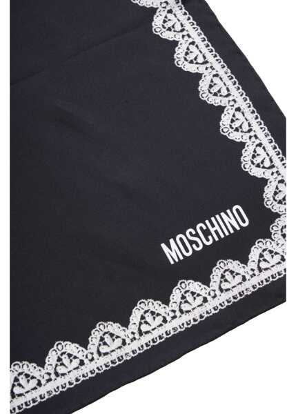 Esarfe Moschino Silk scarf with lace pattern Black Femei (BM 19031800) 4