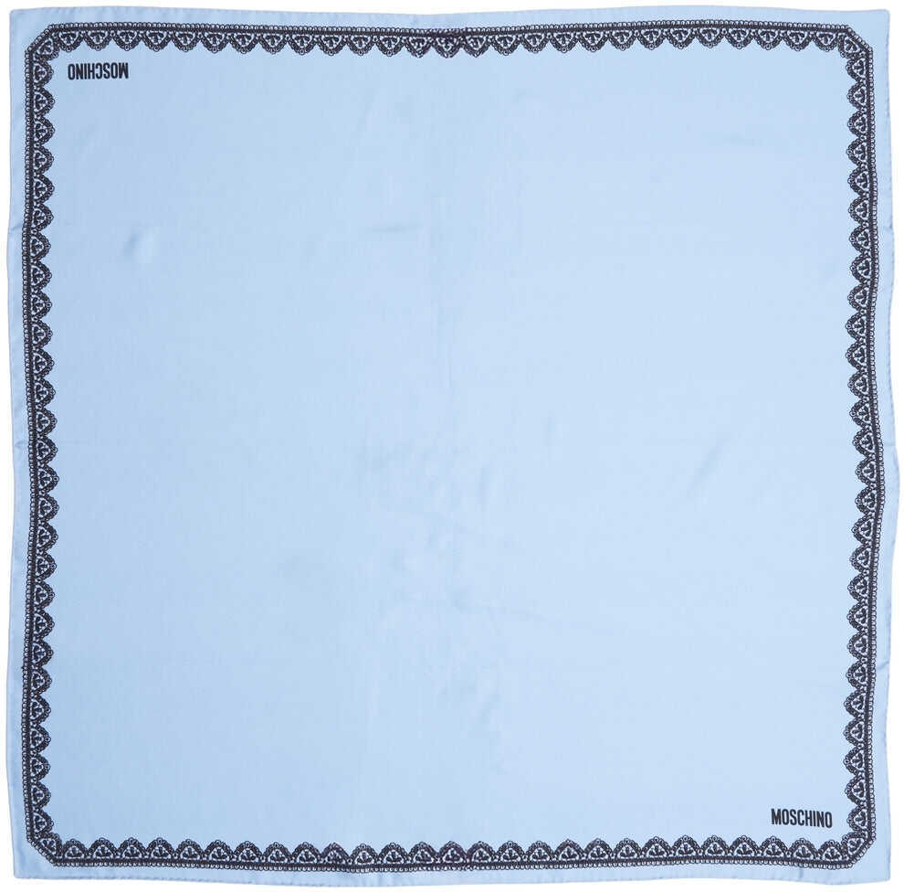 Esarfe Moschino Silk scarf with lace pattern Blue Femei (BM 19031800) 3