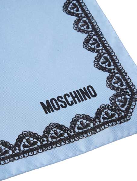 Esarfe Moschino Silk scarf with lace pattern Blue Femei (BM 19031800) 4