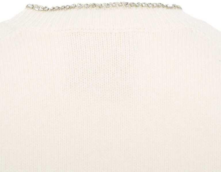 Tricouri Semicouture Knit T-Shirt with Rhinestone Appliqu White Femei (BM 19031806) 5