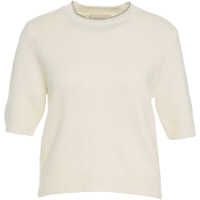 Tricouri Knit T-Shirt with Rhinestone Appliqué Femei