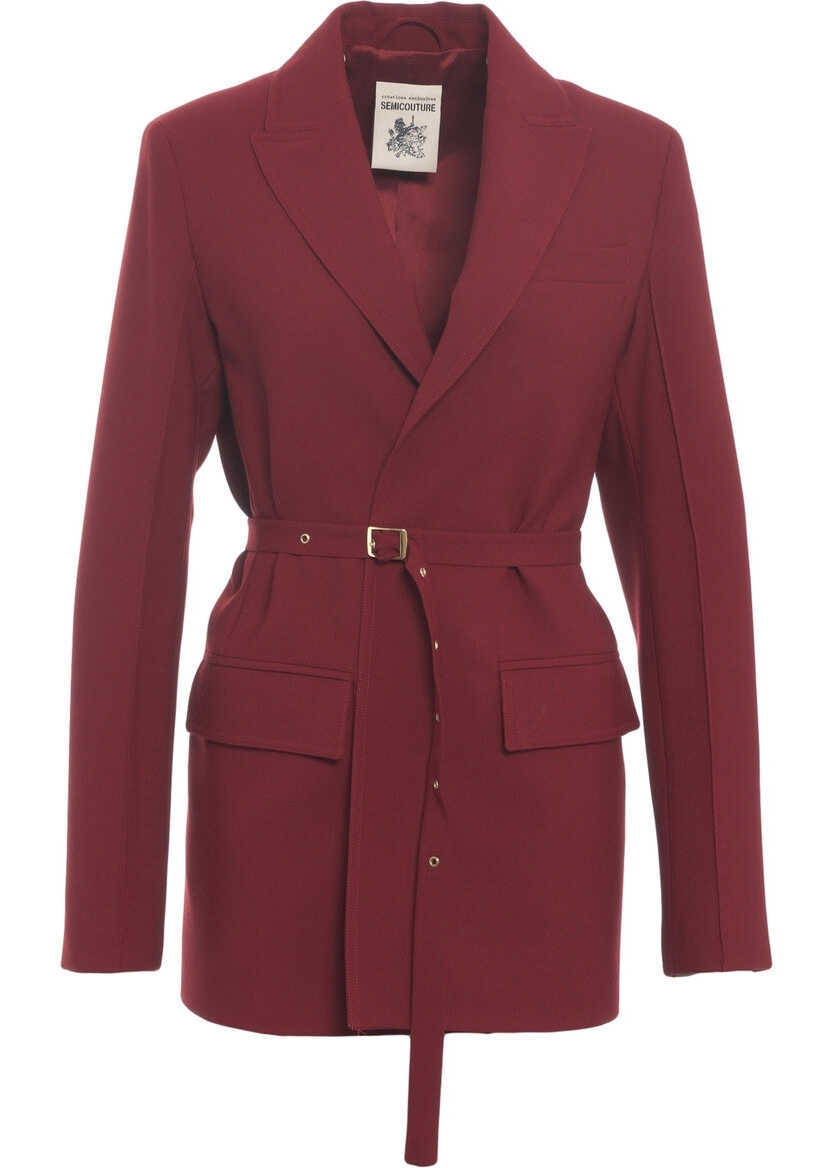 Sacouri Semicouture Blazer with waist belt Gianna Red Femei (BM 19031857) 6