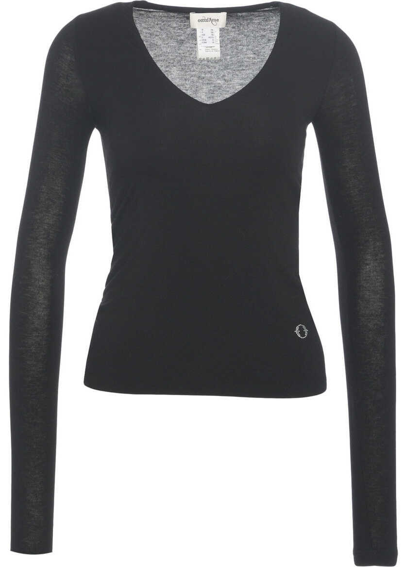 Tricouri Otto d ame V-Neck T-Shirt Black Femei (BM 19031860) 8