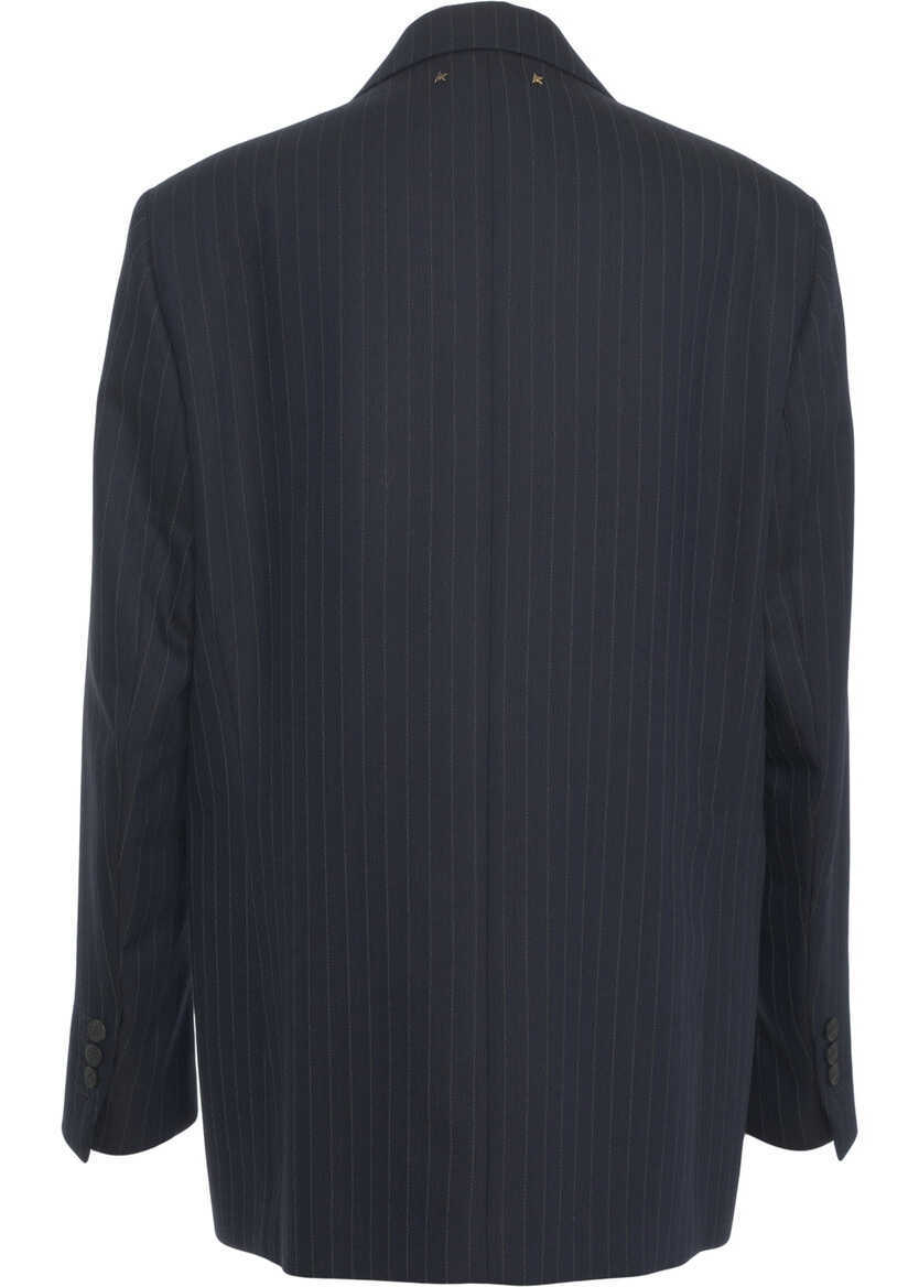 Sacouri Golden Goose Blazer with pinstripes Blue Femei (BM 19031869) 5