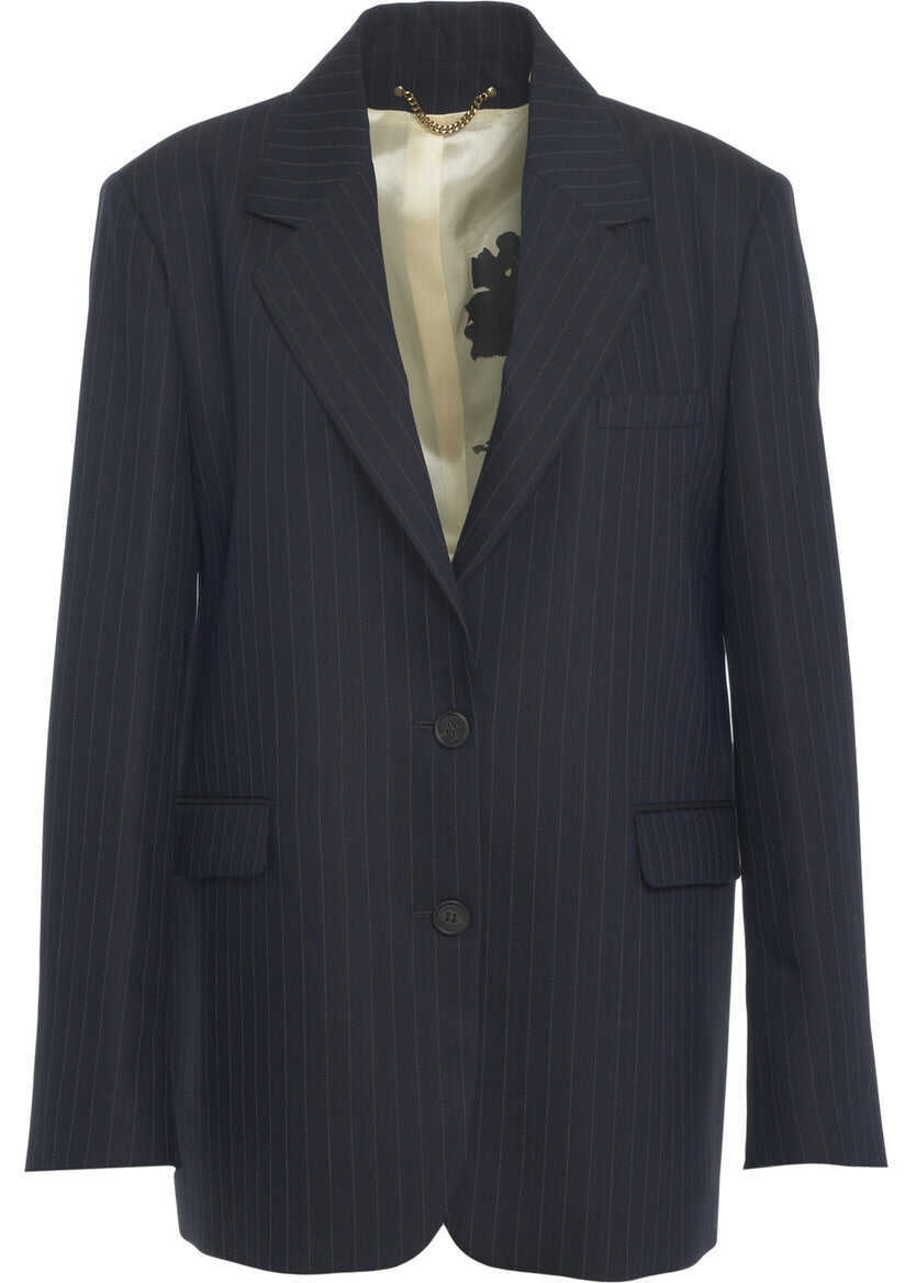 Sacouri Golden Goose Blazer with pinstripes Blue Femei (BM 19031869) 1