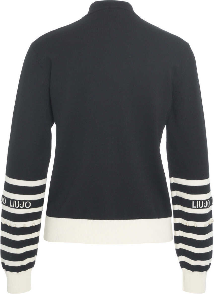 Cardigane LIU JO SPORT Cardigan with stripes and strass application Black Femei (BM 19031899) 3