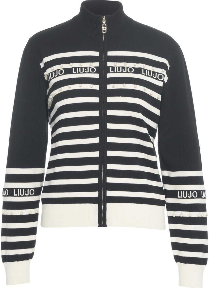 Cardigane LIU JO SPORT Cardigan with stripes and strass application Black Femei (BM 19031899) 1