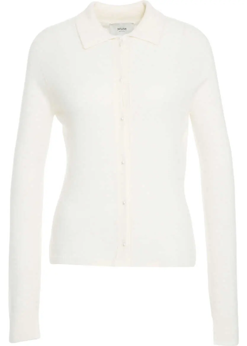 Tricouri Polo MVM Cashmere knit polo shirt White Femei (BM 19031947) 2