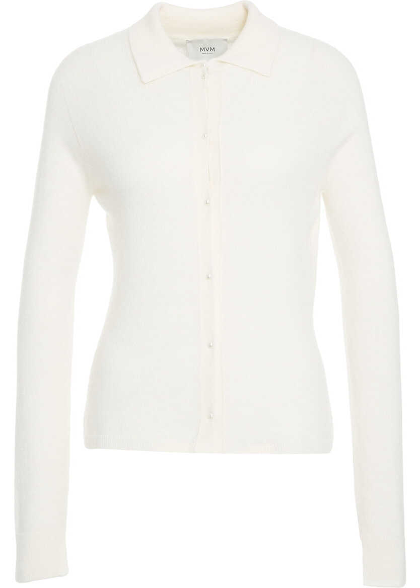 Tricouri Polo MVM Cashmere knit polo shirt White Femei (BM 19031947) 1