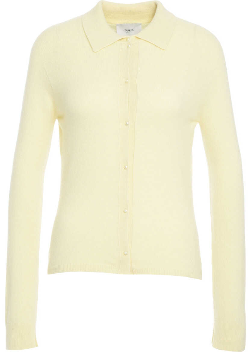 Tricouri Polo MVM Cashmere knit polo shirt Yellow Femei (BM 19031947) 2