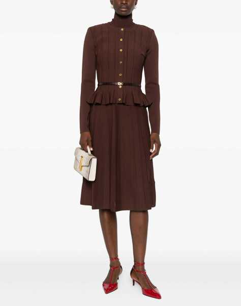 Cardigane Elisabetta Franchi Cardigan with ruffle details Brown Femei (BM 19031950) 2