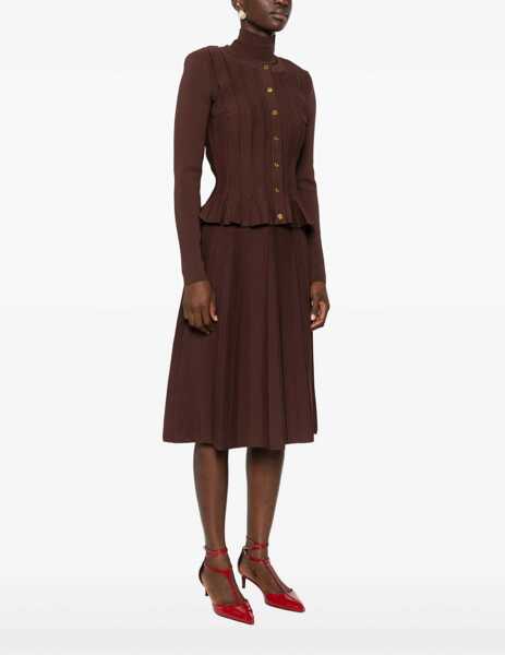 Cardigane Elisabetta Franchi Cardigan with ruffle details Brown Femei (BM 19031950) 3