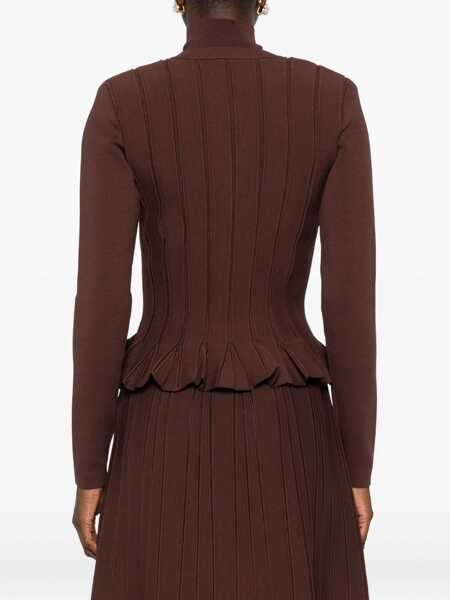 Cardigane Elisabetta Franchi Cardigan with ruffle details Brown Femei (BM 19031950) 4
