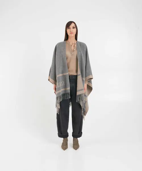 Poncho Max Mara Mantle fringe details Grey Femei (BM 19032007) 3