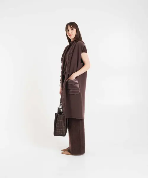 Veste Herno Vest with fringe detail Brown Femei (BM 19032010) 4