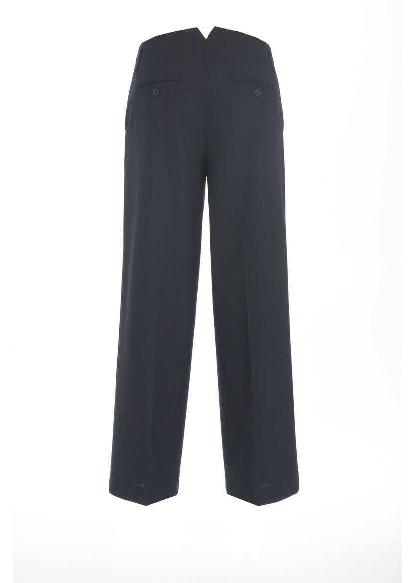 Pantaloni casual Semicouture Straight leg pants Blue Femei (BM 19032016) 4