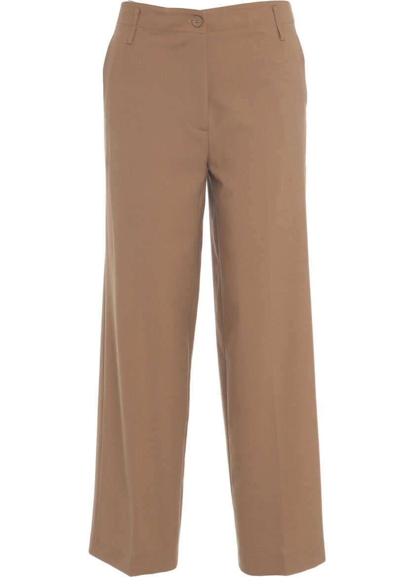 Pantaloni casual Semicouture Straight leg pants Brown Femei (BM 19032016) 2