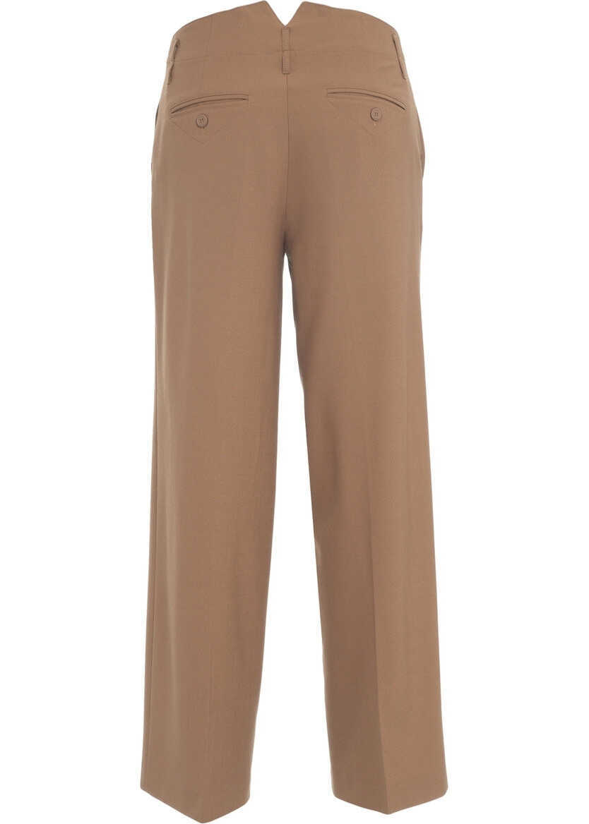 Pantaloni casual Semicouture Straight leg pants Brown Femei (BM 19032016) 4