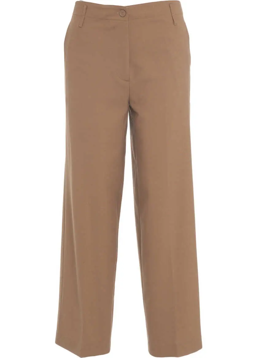 Pantaloni casual Semicouture Straight leg pants Brown Femei (BM 19032016) 5