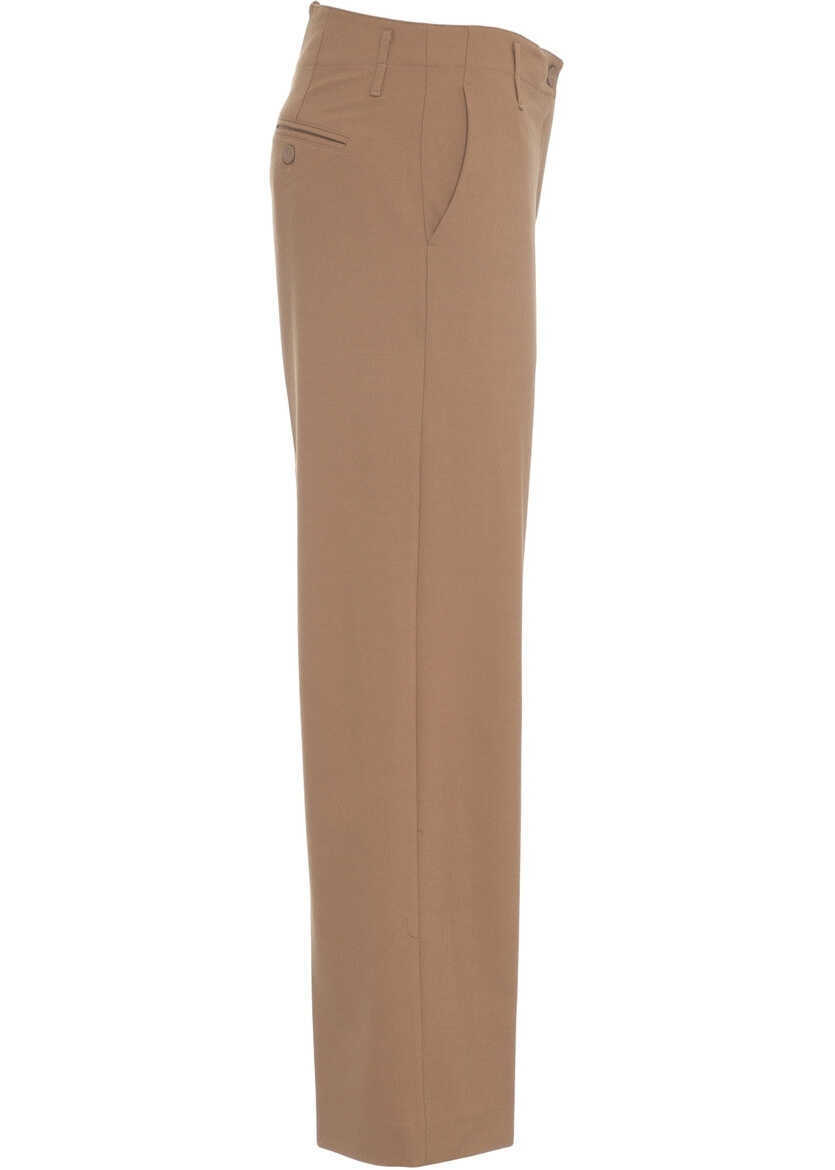 Pantaloni casual Semicouture Straight leg pants Brown Femei (BM 19032016) 6