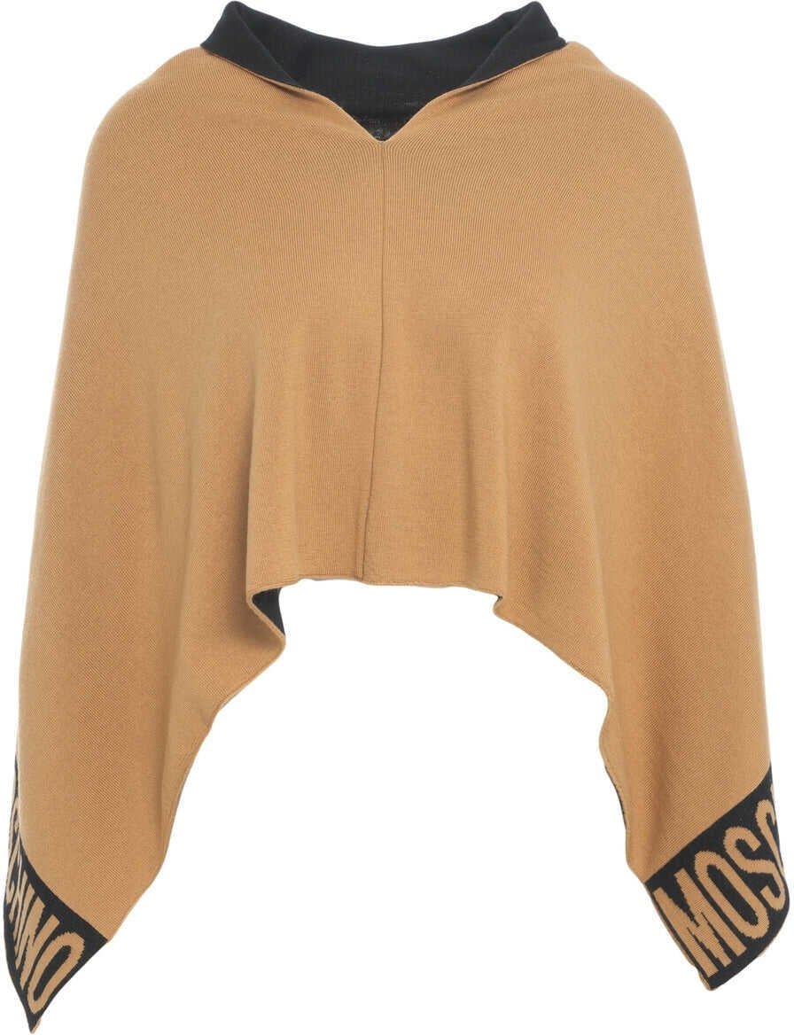 Poncho Moschino Cape with logo details Brown Femei (BM 19032022) 2