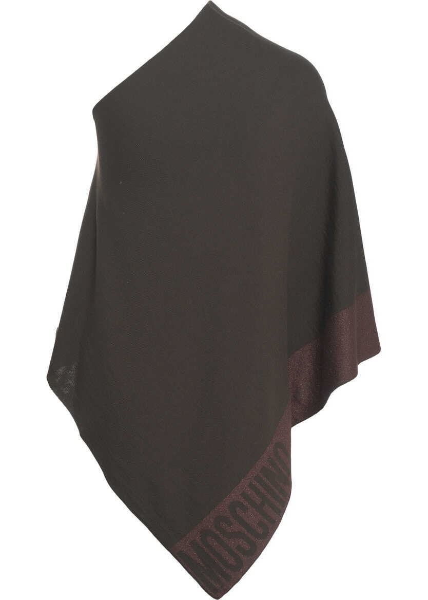 Poncho Moschino Cape with logo details Brown Femei (BM 19032022) 3
