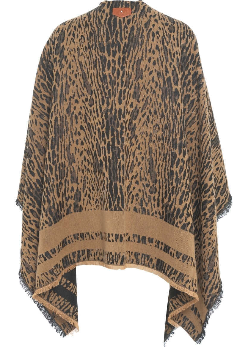 Poncho Liu Jo Cape with animal print Brown Femei (BM 19032067) 3