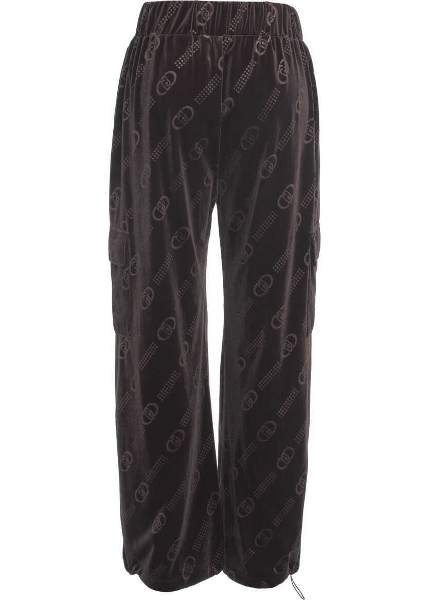 Pantaloni casual LIU JO SPORT Cargo pants with logo detail Brown Femei (BM 19032070) 4