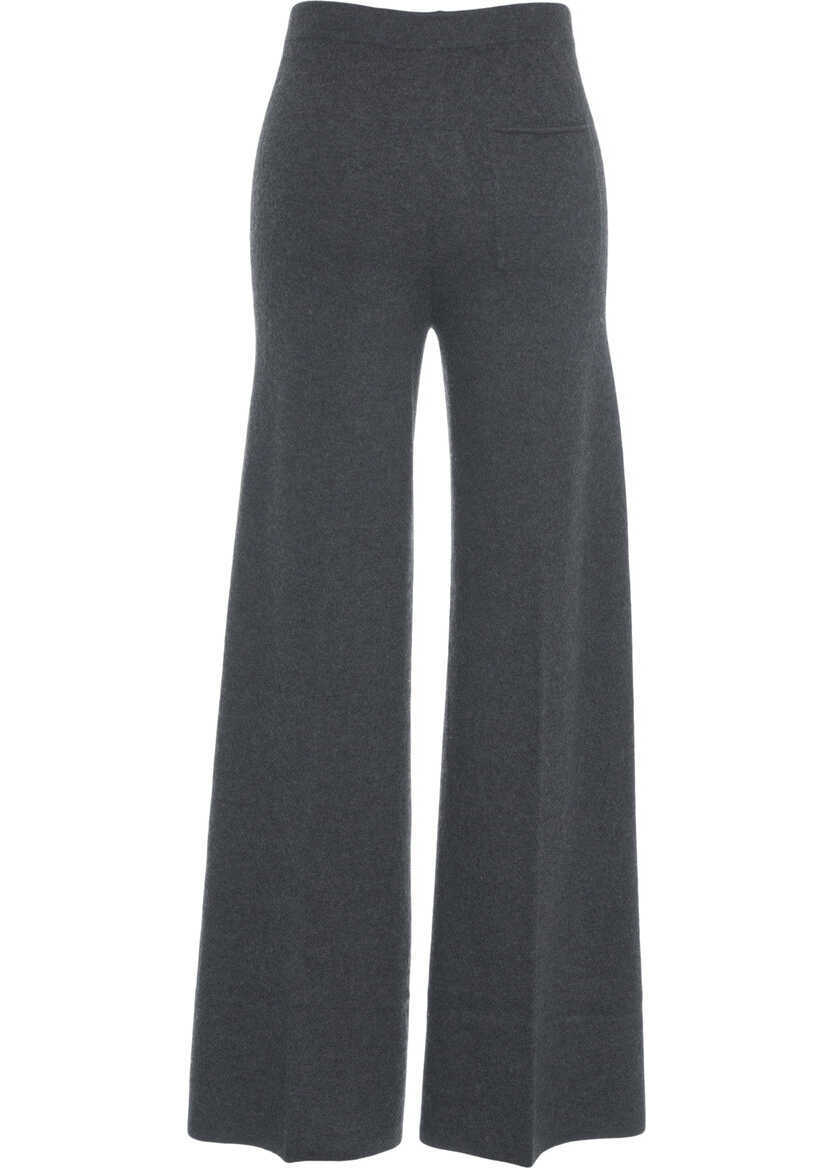 Pantaloni casual Semicouture Knitted palazzo pants Grey Femei (BM 19032073) 6