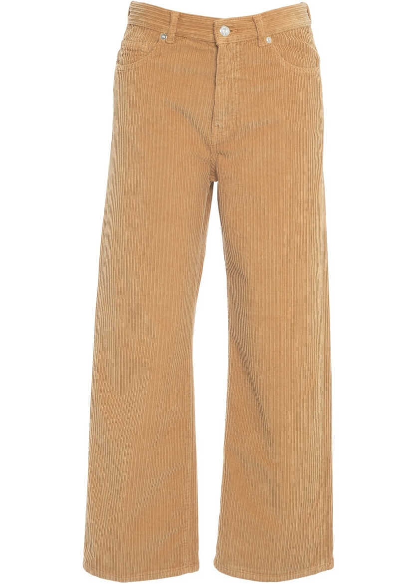 Pantaloni casual Nine in the morning Wide leg cord pants Brown Femei (BM 19032091) 2