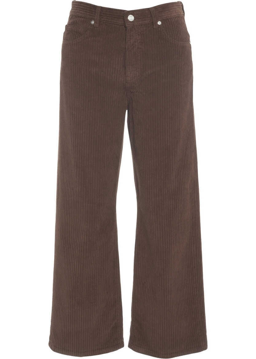 Pantaloni casual Nine in the morning Wide leg cord pants Brown Femei (BM 19032091) 1