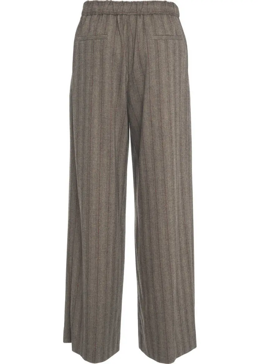 Pantaloni casual Otto d ame Pleated palazzo pants Brown Femei (BM 19032115) 5