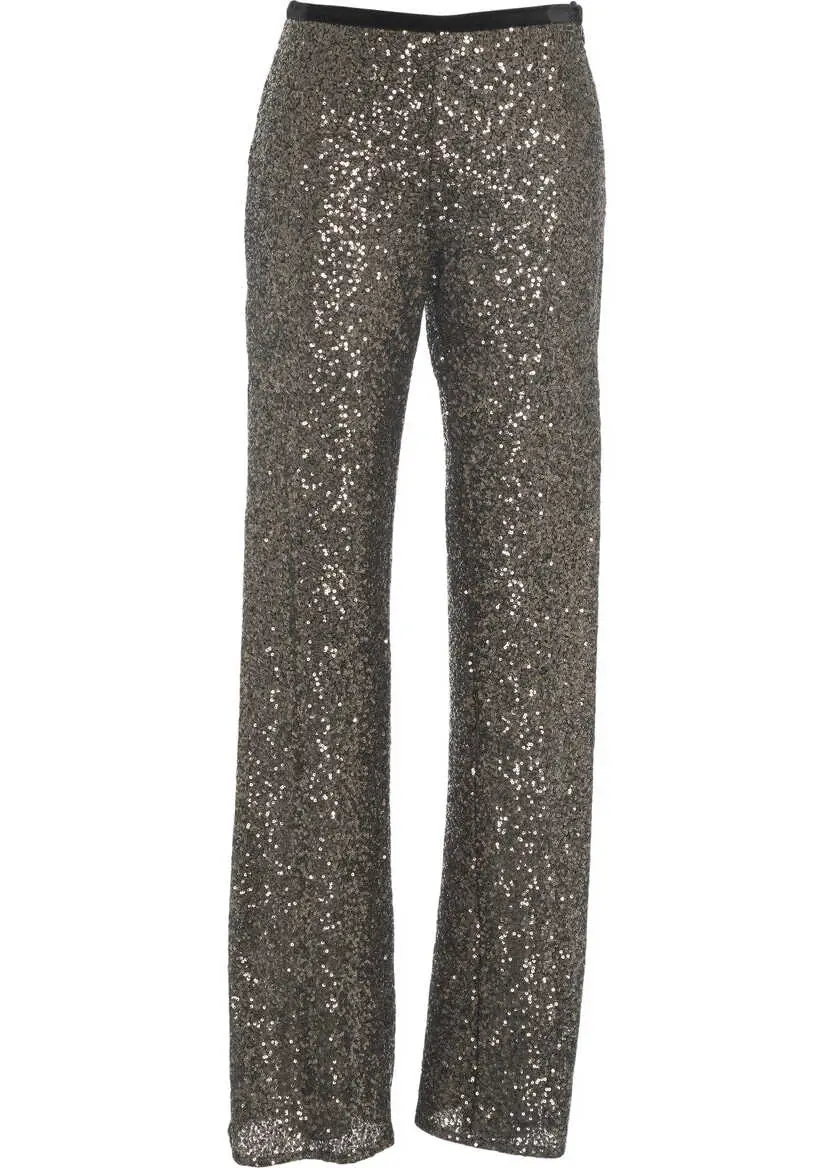 Pantaloni casual Gender Pants with sequins Brown Femei (BM 19032124) 2