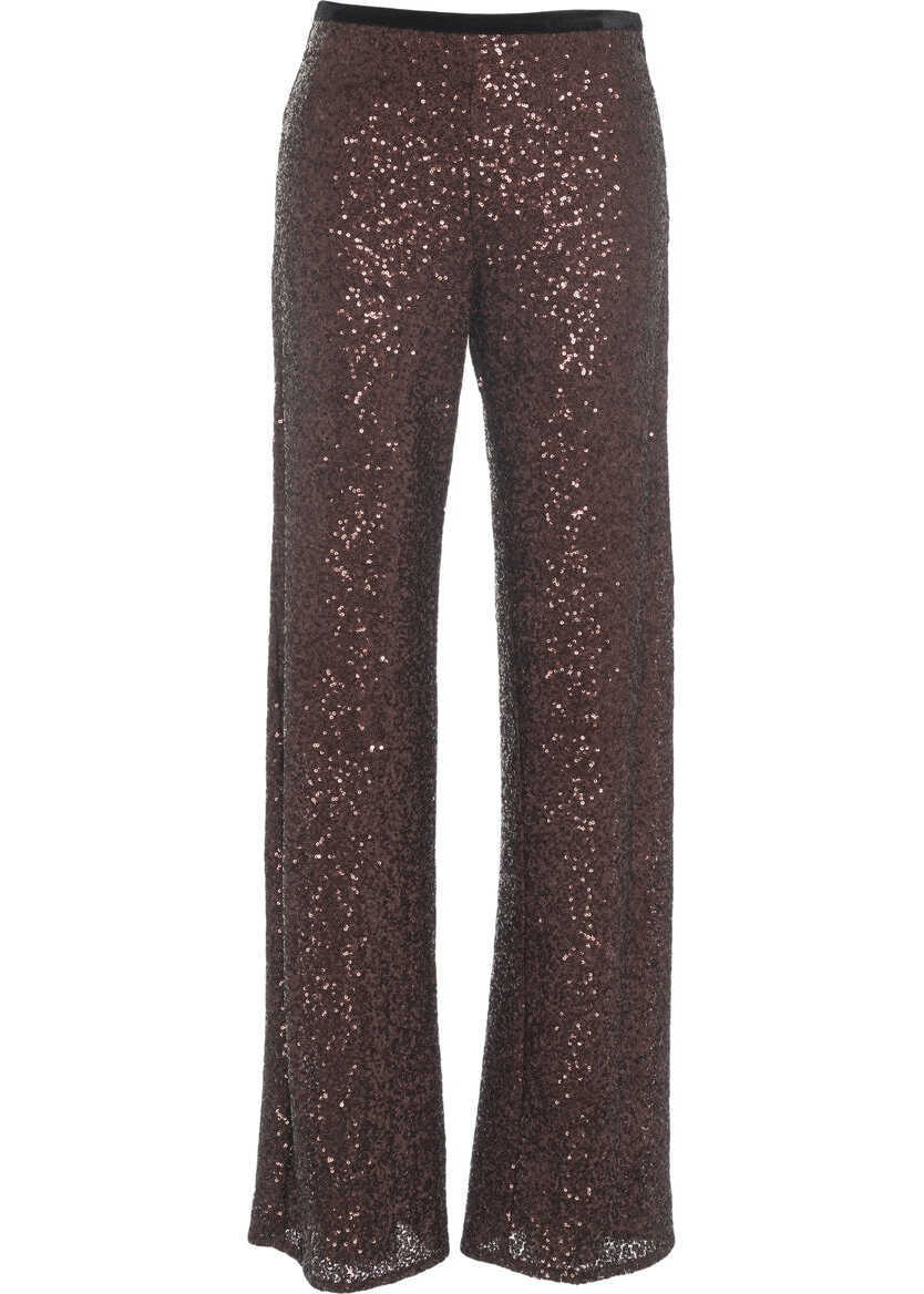 Pantaloni casual Gender Pants with sequins Brown Femei (BM 19032124) 2