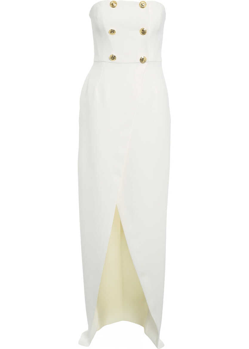 Rochii lungi Elisabetta Franchi Maxi dress with decorative buttons White Femei (BM 19032184) 2