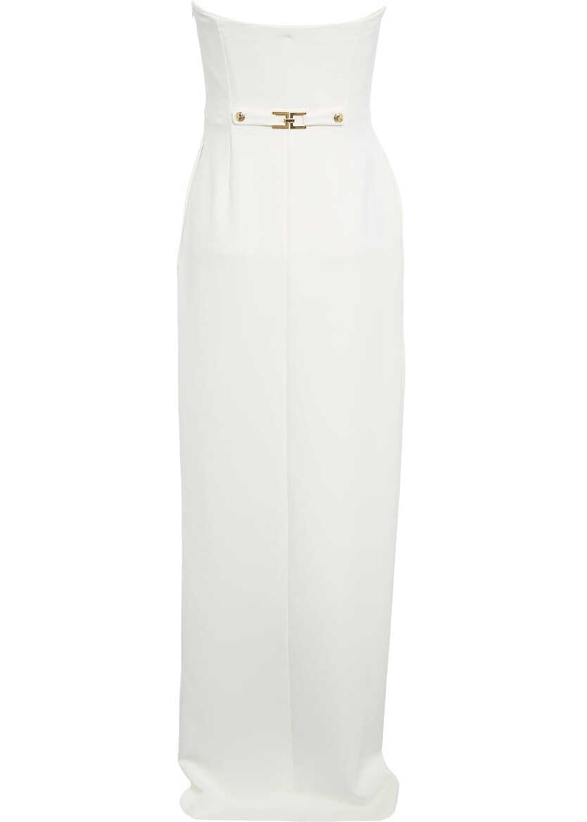 Rochii lungi Elisabetta Franchi Maxi dress with decorative buttons White Femei (BM 19032184) 3