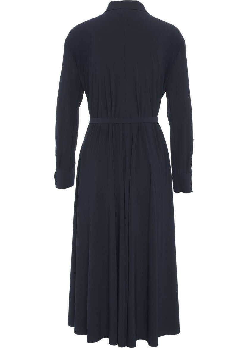 Rochii lungi NORMA KAMALI Maxi dress with waist belt Blue Femei (BM 19032205) 3