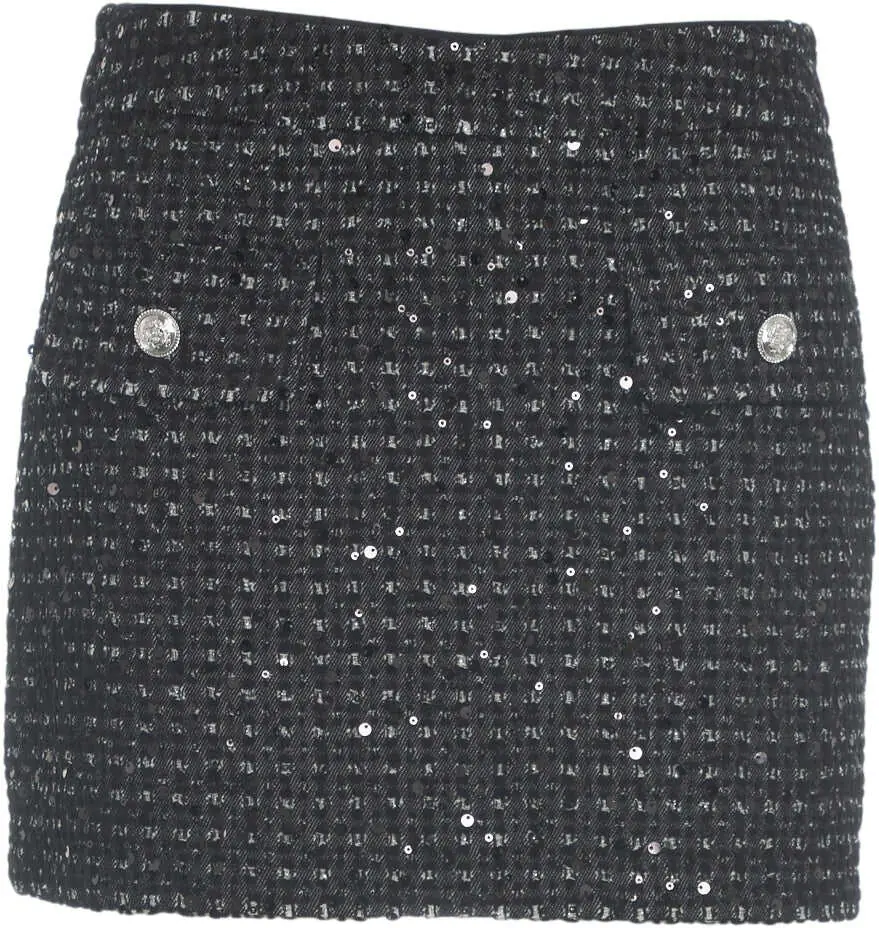 Fuste scurte Liu Jo Boucl mini skirt with sequins Black Femei (BM 19032235) 5