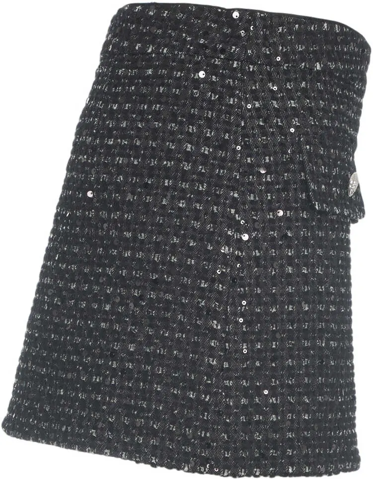 Fuste scurte Liu Jo Boucl mini skirt with sequins Black Femei (BM 19032235) 6